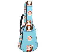 KengjuTesu 43 Inch Acoustic Guitar Soft Case with Backpack Strap and 2 Pockets Cartoon Lucky Cat, No Padding Backpack Waterproof Oxford Cloth Bass Guitar Gig Bag for Classical Guitars
