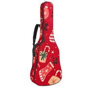 KengjuTesu 43 Inch Acoustic Guitar Soft Case with Backpack Strap and 2 Pockets Christmas Celebration Pattern, No Padding Backpack Waterproof Oxford Cloth Bass Guitar Gig Bag for Classical Guitars