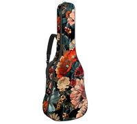 KengjuTesu 43 Inch Acoustic Guitar Soft Case with Backpack Strap and 2 Pockets Colorful Flower Bush, No Padding Backpack Waterproof Oxford Cloth Bass Guitar Gig Bag for Classical Guitars