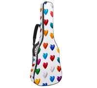 KengjuTesu 43 Inch Acoustic Guitar Soft Case with Backpack Strap and 2 Pockets Colorful Love Hearts, No Padding Backpack Waterproof Oxford Cloth Bass Guitar Gig Bag for Classical Guitars