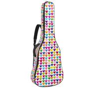 KengjuTesu 43 Inch Acoustic Guitar Soft Case with Backpack Strap and 2 Pockets Colorful Love Hearts Pattern, No Padding Backpack Waterproof Oxford Cloth Bass Guitar Gig Bag for Classical Guitars