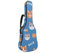 KengjuTesu 43 Inch Acoustic Guitar Soft Case with Backpack Strap and 2 Pockets Fish Bones Cat Head, No Padding Backpack Waterproof Oxford Cloth Bass Guitar Gig Bag for Classical Guitars