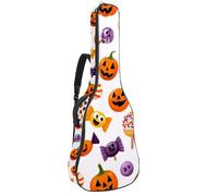 KengjuTesu 43 Inch Acoustic Guitar Soft Case with Backpack Strap and 2 Pockets Halloween Candy Pumpkin, No Padding Backpack Waterproof Oxford Cloth Bass Guitar Gig Bag for Classical Guitars