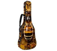 KengjuTesu 43 Inch Acoustic Guitar Soft Case with Backpack Strap and 2 Pockets Hive Bee, No Padding Backpack Waterproof Oxford Cloth Bass Guitar Gig Bag for Classical Guitars