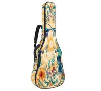 KengjuTesu 43 Inch Acoustic Guitar Soft Case with Backpack Strap and 2 Pockets Hummingbirds Floral, No Padding Backpack Waterproof Oxford Cloth Bass Guitar Gig Bag for Classical Guitars