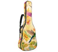 KengjuTesu 43 Inch Acoustic Guitar Soft Case with Backpack Strap and 2 Pockets Hummingbirds Sunflower, No Padding Backpack Waterproof Oxford Cloth Bass Guitar Gig Bag for Classical Guitars