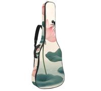 KengjuTesu 43 Inch Acoustic Guitar Soft Case with Backpack Strap and 2 Pockets Lotus Dragonfly, No Padding Backpack Waterproof Oxford Cloth Bass Guitar Gig Bag for Classical Guitars