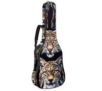 KengjuTesu 43 Inch Acoustic Guitar Soft Case with Backpack Strap and 2 Pockets Lynx Head Pattern, No Padding Backpack Waterproof Oxford Cloth Bass Guitar Gig Bag for Classical Guitars