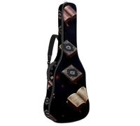 KengjuTesu 43 Inch Acoustic Guitar Soft Case with Backpack Strap and 2 Pockets Magic Books Black, No Padding Backpack Waterproof Oxford Cloth Bass Guitar Gig Bag for Classical Guitars