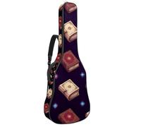 KengjuTesu 43 Inch Acoustic Guitar Soft Case with Backpack Strap and 2 Pockets Magic Books Purple, No Padding Backpack Waterproof Oxford Cloth Bass Guitar Gig Bag for Classical Guitars