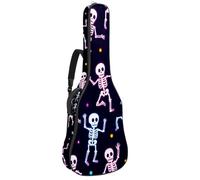 KengjuTesu 43 Inch Acoustic Guitar Soft Case with Backpack Strap and 2 Pockets Neon Dancing Skeletons, No Padding Backpack Waterproof Oxford Cloth Bass Guitar Gig Bag for Classical Guitars