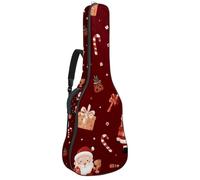 KengjuTesu 43 Inch Acoustic Guitar Soft Case with Backpack Strap and 2 Pockets, No Padding Backpack Waterproof Oxford Cloth Bass Guitar Gig Bag for Classical Guitars,Red Santa Candy Canes