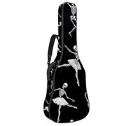 KengjuTesu 43 Inch Acoustic Guitar Soft Case with Backpack Strap and 2 Pockets, No Padding Backpack Waterproof Oxford Cloth Bass Guitar Gig Bag for Classical Guitars,Ballet Dancing Skeleton