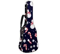 KengjuTesu 43 Inch Acoustic Guitar Soft Case with Backpack Strap and 2 Pockets, No Padding Backpack Waterproof Oxford Cloth Bass Guitar Gig Bag for Classical Guitars,Snow Man Candy Christmas