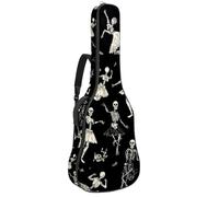 KengjuTesu 43 Inch Acoustic Guitar Soft Case with Backpack Strap and 2 Pockets, No Padding Backpack Waterproof Oxford Cloth Bass Guitar Gig Bag for Classical Guitars,Ballet Dancing Skeleton Black