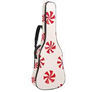 KengjuTesu 43 Inch Acoustic Guitar Soft Case with Backpack Strap and 2 Pockets, No Padding Backpack Waterproof Oxford Cloth Bass Guitar Gig Bag for Classical Guitars,Christmas Candy Pattern