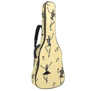 KengjuTesu 43 Inch Acoustic Guitar Soft Case with Backpack Strap and 2 Pockets, No Padding Backpack Waterproof Oxford Cloth Bass Guitar Gig Bag for Classical Guitars,Ballet Dancing Skeleton Yellow