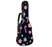 KengjuTesu 43 Inch Acoustic Guitar Soft Case with Backpack Strap and 2 Pockets, No Padding Backpack Waterproof Oxford Cloth Bass Guitar Gig Bag for Classical Guitars,Christmas Stocking Candy Stars