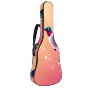 KengjuTesu 43 Inch Acoustic Guitar Soft Case with Backpack Strap and 2 Pockets Pink Background Hummingbird, No Padding Backpack Waterproof Oxford Cloth Bass Guitar Gig Bag for Classical Guitars