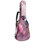KengjuTesu 43 Inch Acoustic Guitar Soft Case with Backpack Strap and 2 Pockets Pink Flower Hummingbird, No Padding Backpack Waterproof Oxford Cloth Bass Guitar Gig Bag for Classical Guitars
