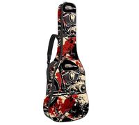 KengjuTesu 43 Inch Acoustic Guitar Soft Case with Backpack Strap and 2 Pockets Retro Red Lines Motorcycles, No Padding Backpack Waterproof Oxford Cloth Bass Guitar Gig Bag for Classical Guitars