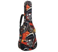 KengjuTesu 43 Inch Acoustic Guitar Soft Case with Backpack Strap and 2 Pockets Retro Red Lines Motorcycles, No Padding Backpack Waterproof Oxford Cloth Bass Guitar Gig Bag for Classical Guitars