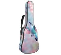 KengjuTesu 43 Inch Acoustic Guitar Soft Case with Backpack Strap and 2 Pockets Spring Pink Flower Hummingbird, No Padding Backpack Waterproof Oxford Cloth Bass Guitar Gig Bag for Classical Guitars