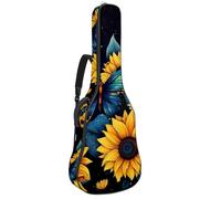 KengjuTesu 43 Inch Acoustic Guitar Soft Case with Backpack Strap and 2 Pockets Starry Sunflower Dream Butterfly, No Padding Backpack Waterproof Oxford Cloth Bass Guitar Gig Bag for Classical Guitars