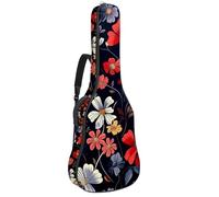 KengjuTesu 43 Inch Acoustic Guitar Soft Case with Backpack Strap and 2 Pockets Vintage Flower Bush, No Padding Backpack Waterproof Oxford Cloth Bass Guitar Gig Bag for Classical Guitars