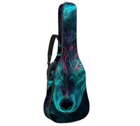 KengjuTesu 43 Inch Acoustic Guitar Soft Case with Padding, Waterproof Oxford Bass Backpack Guitar Gig Bag for Classical Guitars,Growing Green Wolf