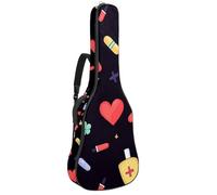 KengjuTesu 43 Inch Acoustic Guitar Soft Case with Padding, Waterproof Oxford Bass Backpack Guitar Gig Bag for Classical Guitars,Medicine Black Background