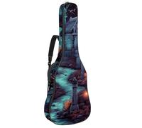 KengjuTesu 43 Inch Acoustic Guitar Soft Case with Padding, Waterproof Oxford Bass Backpack Guitar Gig Bag for Classical Guitars,Halloween Cemetery H