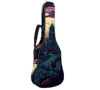 KengjuTesu 43 Inch Acoustic Guitar Soft Case with Padding, Waterproof Oxford Bass Backpack Guitar Gig Bag for Classical Guitars,Halloween Cemetery K
