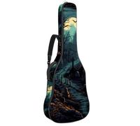 KengjuTesu 43 Inch Acoustic Guitar Soft Case with Padding, Waterproof Oxford Bass Backpack Guitar Gig Bag for Classical Guitars,Halloween Cemetery L