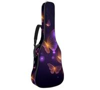KengjuTesu 43 Inch Acoustic Guitar Soft Case with Padding, Waterproof Oxford Bass Backpack Guitar Gig Bag for Classical Guitars,Purple Growing Butterflies