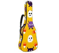 KengjuTesu 43 Inch Acoustic Guitar Soft Case with Padding, Waterproof Oxford Bass Backpack Guitar Gig Bag for Classical Guitars,Halloween Monster Yellow