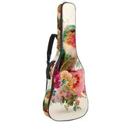 KengjuTesu 43 Inch Acoustic Guitar Soft Case with Padding, Waterproof Oxford Bass Backpack Guitar Gig Bag for Classical Guitars,Flowers Bright Hummingbird