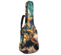 KengjuTesu 43 Inch Acoustic Guitar Soft Case with Padding, Waterproof Oxford Bass Backpack Guitar Gig Bag for Classical Guitars,Clear Water Starfish Shell