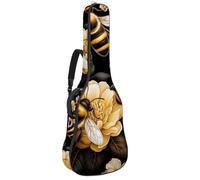 KengjuTesu 43 Inch Acoustic Guitar Soft Case with Padding, Waterproof Oxford Bass Backpack Guitar Gig Bag for Classical Guitars,Bees Collect Honey