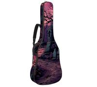 KengjuTesu 43 Inch Acoustic Guitar Soft Case with Padding, Waterproof Oxford Bass Backpack Guitar Gig Bag for Classical Guitars,Halloween Cemetery B