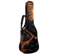 KengjuTesu 43 Inch Acoustic Guitar Soft Case with Padding, Waterproof Oxford Bass Backpack Guitar Gig Bag for Classical Guitars,Halloween Cemetery X