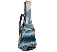 KengjuTesu 43 Inch Acoustic Guitar Soft Case with Padding, Waterproof Oxford Bass Backpack Guitar Gig Bag for Classical Guitars,Ocean Sailing Mountains