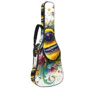 KengjuTesu 43 Inch Acoustic Guitar Soft Case with Padding, Waterproof Oxford Bass Backpack Guitar Gig Bag for Classical Guitars,Bright Flowers Bee