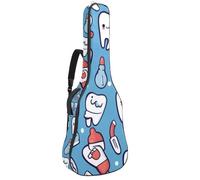 KengjuTesu 43 Inch Acoustic Guitar Soft Case with Padding, Waterproof Oxford Bass Backpack Guitar Gig Bag for Classical Guitars,Medicine Teeth