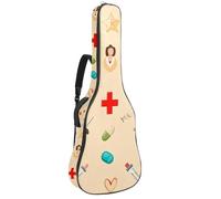 KengjuTesu 43 Inch Acoustic Guitar Soft Case with Padding, Waterproof Oxford Bass Backpack Guitar Gig Bag for Classical Guitars,Yellow Background Medicine