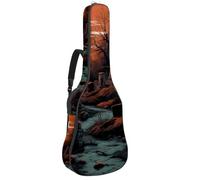 KengjuTesu 43 Inch Acoustic Guitar Soft Case with Padding, Waterproof Oxford Bass Backpack Guitar Gig Bag for Classical Guitars,Halloween Cemetery I