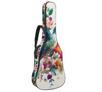KengjuTesu 43 Inch Acoustic Guitar Soft Case with Padding, Waterproof Oxford Bass Backpack Guitar Gig Bag for Classical Guitars,Bright Flowers Hummingbird