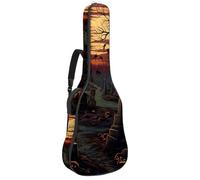 KengjuTesu 43 Inch Acoustic Guitar Soft Case with Padding, Waterproof Oxford Bass Backpack Guitar Gig Bag for Classical Guitars,Halloween Cemetery C