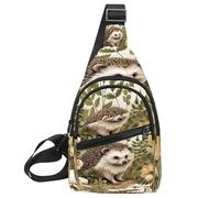 KengjuTesu Autumn Lovely Hedgehog Crossbody Sling Backpack Sling Bag for Workout Running Traveling Hiking, Crossbody Fanny Packs Chest Bag with Adjustable Strap for Women Men