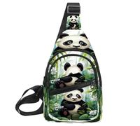 KengjuTesu Baby Panda and Bamboo Crossbody Sling Backpack Sling Bag for Workout Running Traveling Hiking, Crossbody Fanny Packs Chest Bag with Adjustable Strap for Women Men
